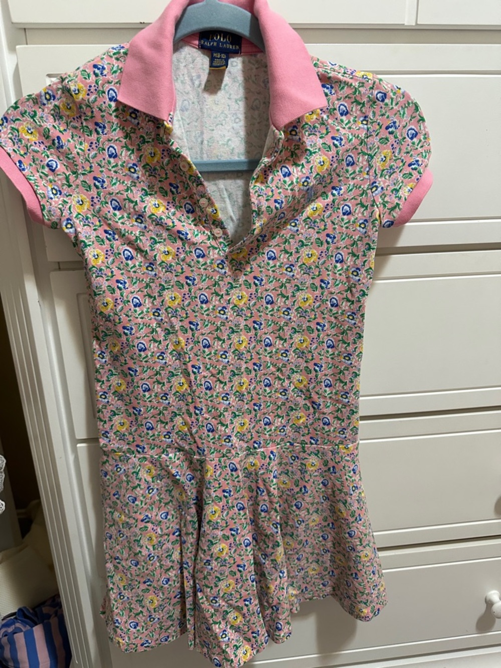 Ralph Lauren Pink Floral Polo Dress with Yellow and Blue Accents